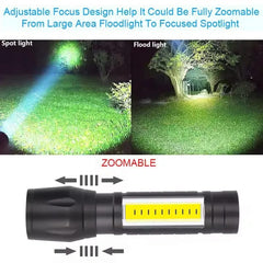 Super Bright Usb Rechargeable steel Flashlight With Side Light – Compact, Durable & Powerful Led Torch